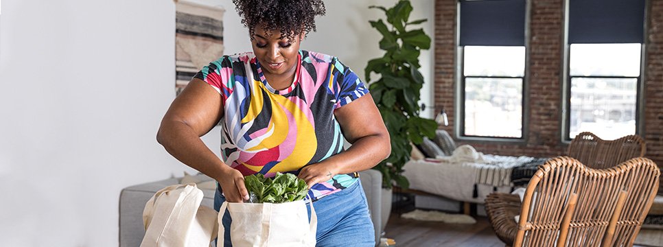 Woman unpacking groceries 